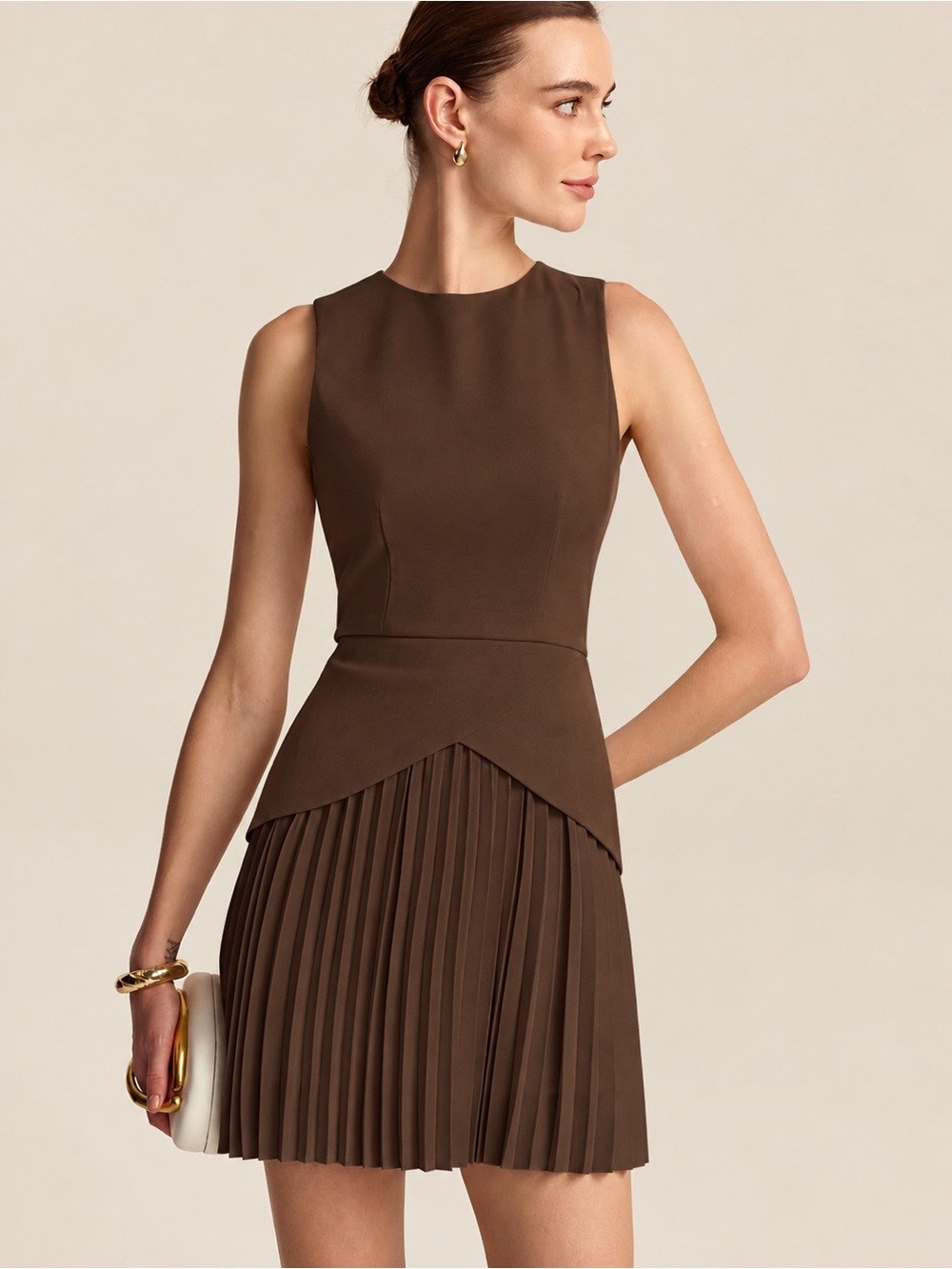 210 Pleated Hem Mini Dress